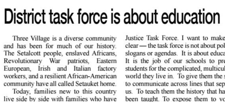 Letter to the Editor about District Anti-Racism and Social Justice Task Force